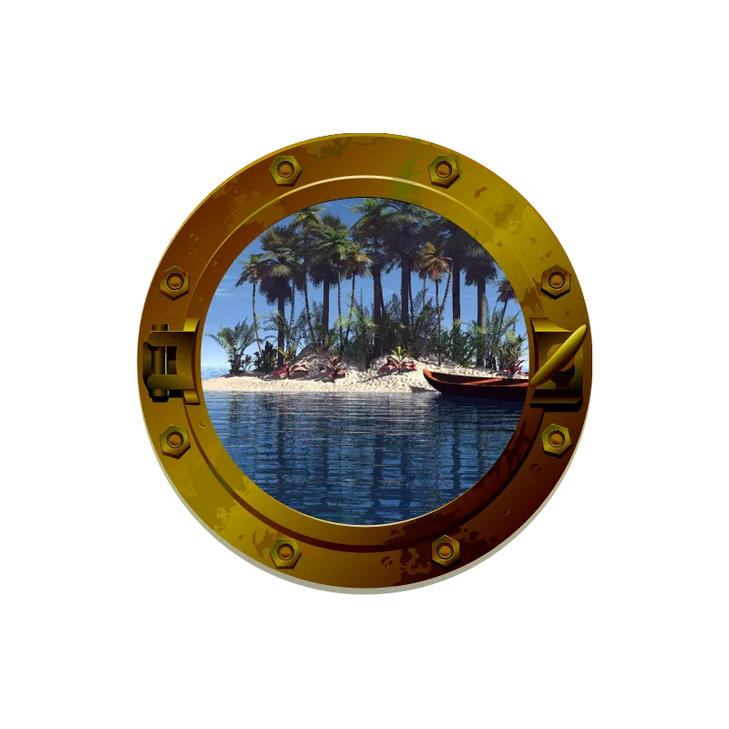 Trompe l'oeil Hublot plage dauphin