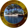 Trompe l'oeil Hublot plage dauphin