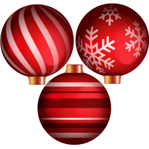 3 Boules de noël rouges