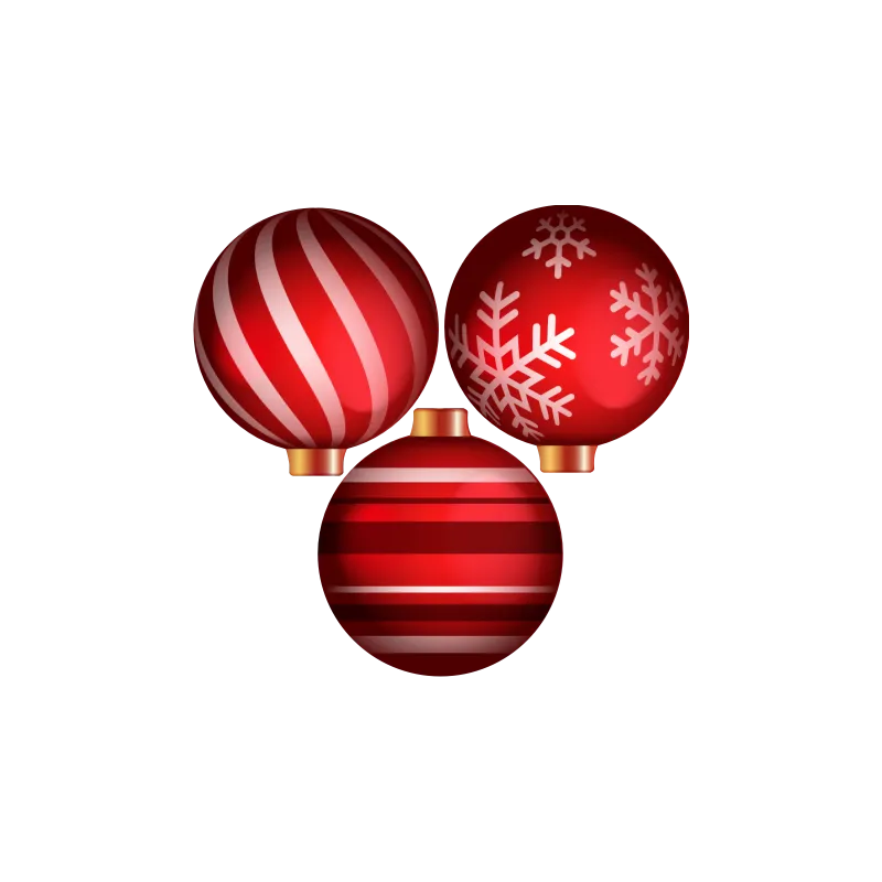 3 Boules de noël rouges
