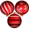 3 Boules de noël rouges