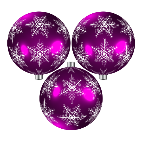 3 Boules de noël violettes T10
