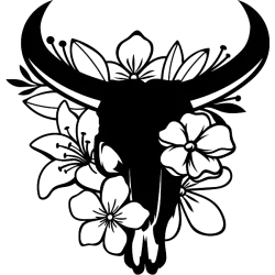 Sticker crâne vache fleur