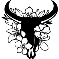 Sticker crâne vache fleur