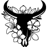 Sticker crâne vache fleur