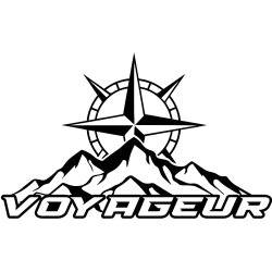 Sticker voyageur compas et montagne coté 1