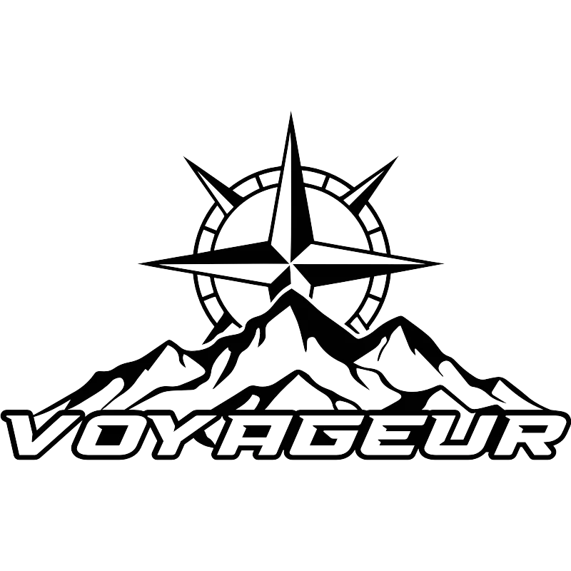 Sticker voyageur compas et montagne coté 2