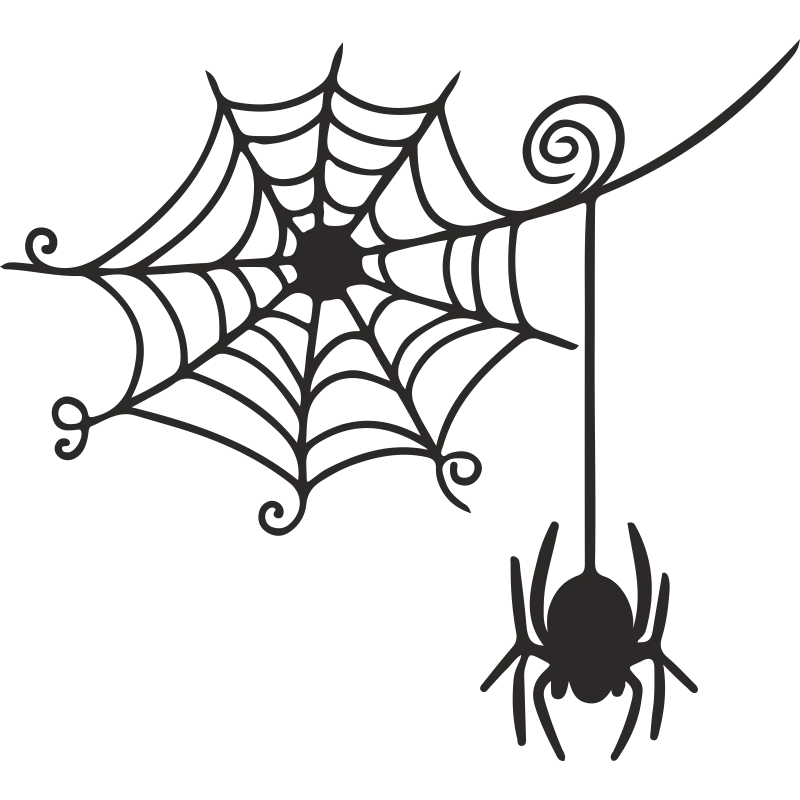 Sticker mural toile d'araignée avec araignée suspendue pour Halloween