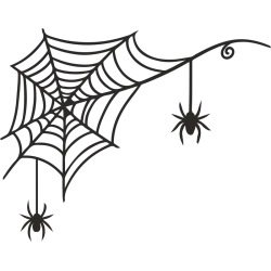 Sticker d'angle représentant une toile et deux araignées pour Halloween
