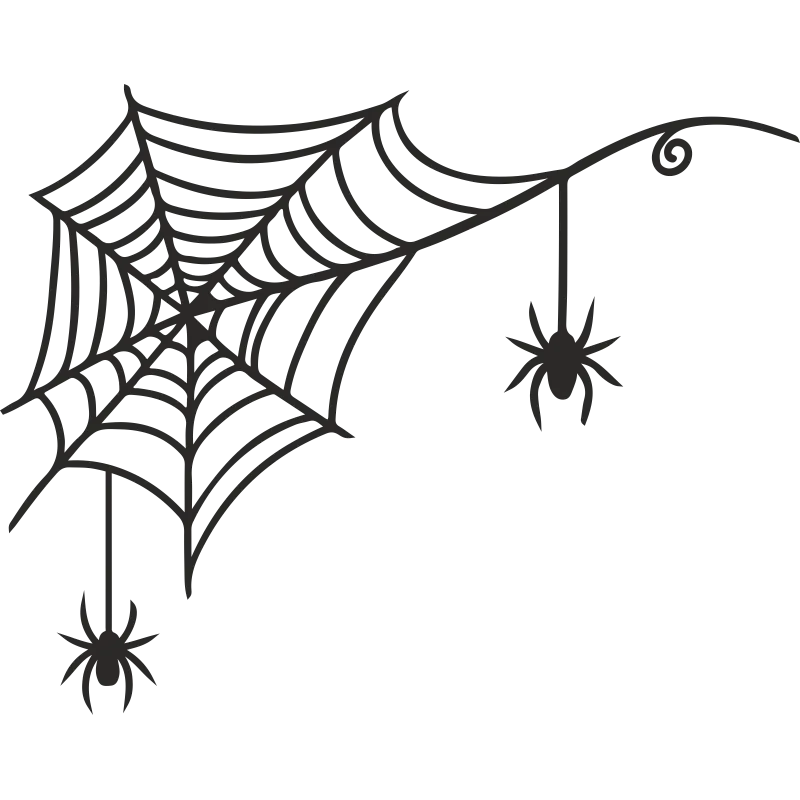 Sticker d'angle représentant une toile et deux araignées pour Halloween