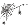 Sticker d'angle représentant une toile et deux araignées pour Halloween